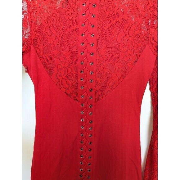 Guess Los Angeles Red Lace Bodycon Dress Small - Picture 8 of 14